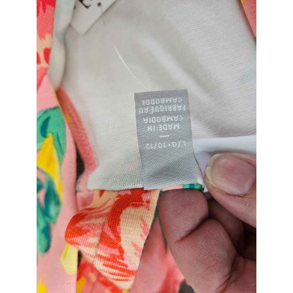 Girls Children's Place Floral Sundress Pink Yellow Off Shoulder L 10/12 - Picture 6 of 9